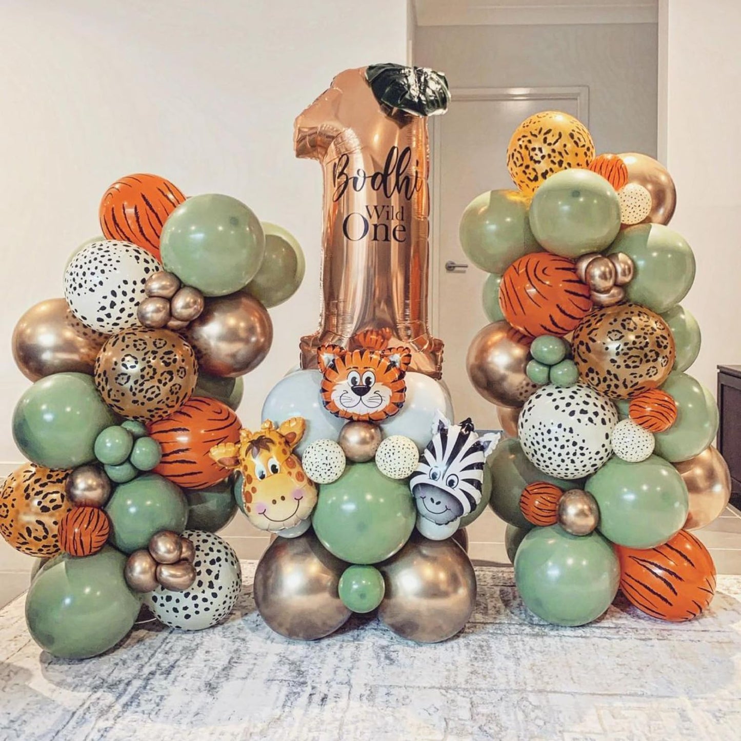 Safari Balloons, 12 Inch Jungle Party Decorations Animal Print Balloons Green Latex Balloons Leopard Zebra Tiger Printed Balloons For Jungle Safari Themed Party Dinosaur Forest Tropical Birthday Decor