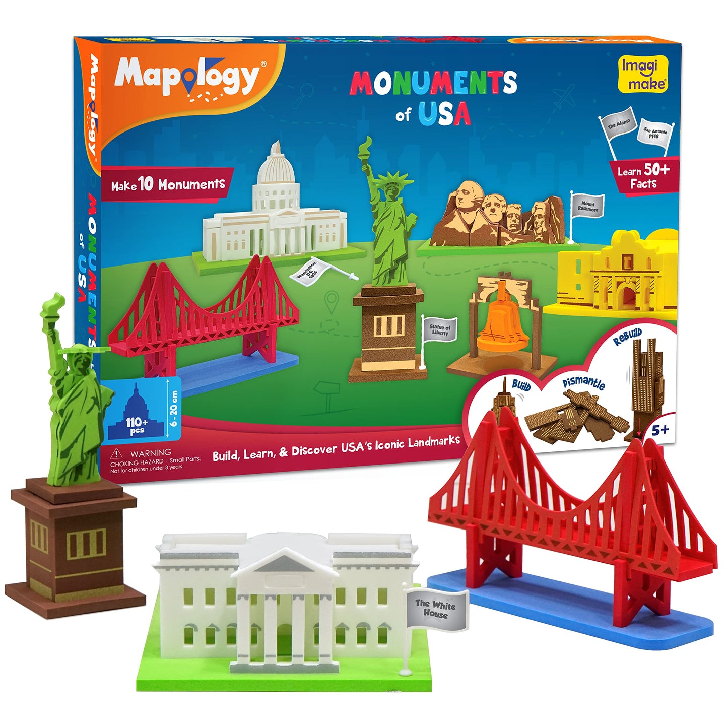 Imagimake Mapology Monuments Of Usa | 3D Puzzles For Kids | Stem Toys & Games | Educational Toys For Kids 5-7 | Birthday Gift Fo