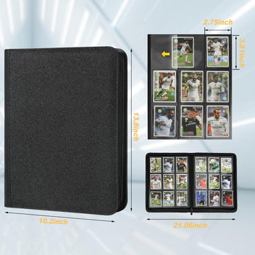 Trading Card Binder 9 Pocket GERMUN PU Cover Card Binder for 540 Cards enhanced Trading Card Collection Binder Double Sided Pocket Card Album for MTG TCG (Black)
