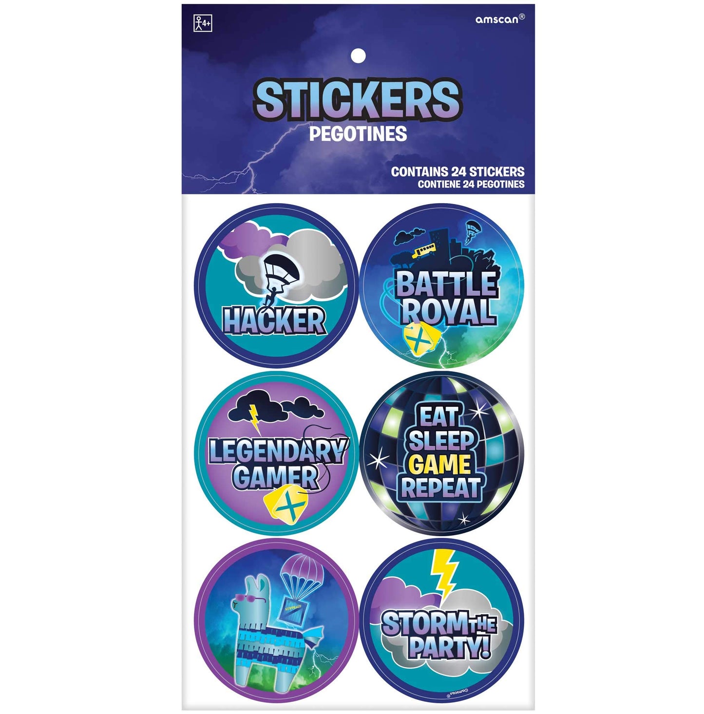 Battle Royal Assorted Round Party Favor Stickers, 24 Ct.