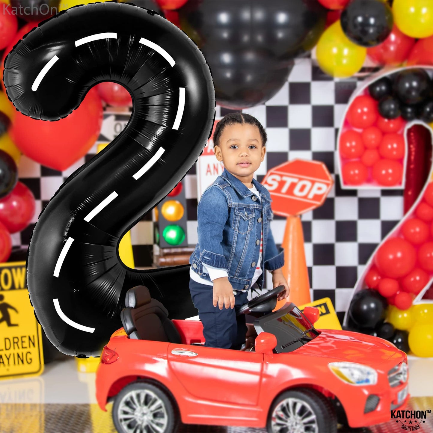 Katchon, Giant Two Fast Balloons - 40 Inch | Number 2 Balloon, Two Fast Birthday Decorations | Two Fast Party Decorations, 2 Fast Birthday Decorations | Two Fast Two Curious Birthday Decorations Boy