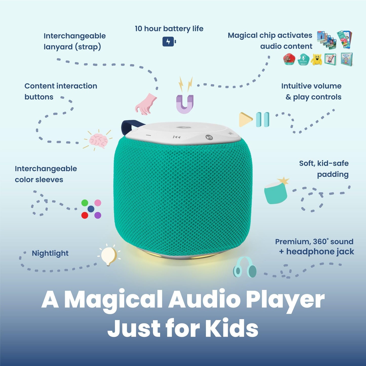 Storypod The Learning-First Audio Play System | Starter Set | Interactive Educational Toy & Storyteller | Boys & Girls | Young Kids | Toddlers & Preschoolers (The Storypod - Blue)