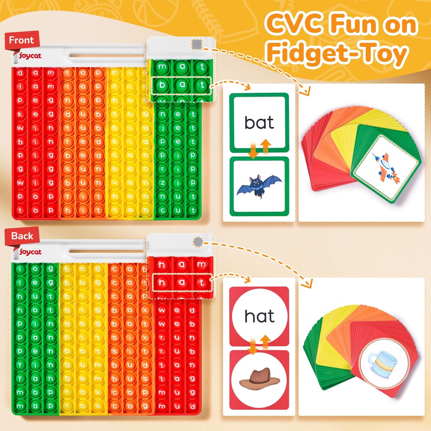 Word Pop Cvc Word Games,Learn To Read In Weeks,Multisensory Reading & Phonics Game Ideal For Pre Kinderarten To 1St Grade-Homesc