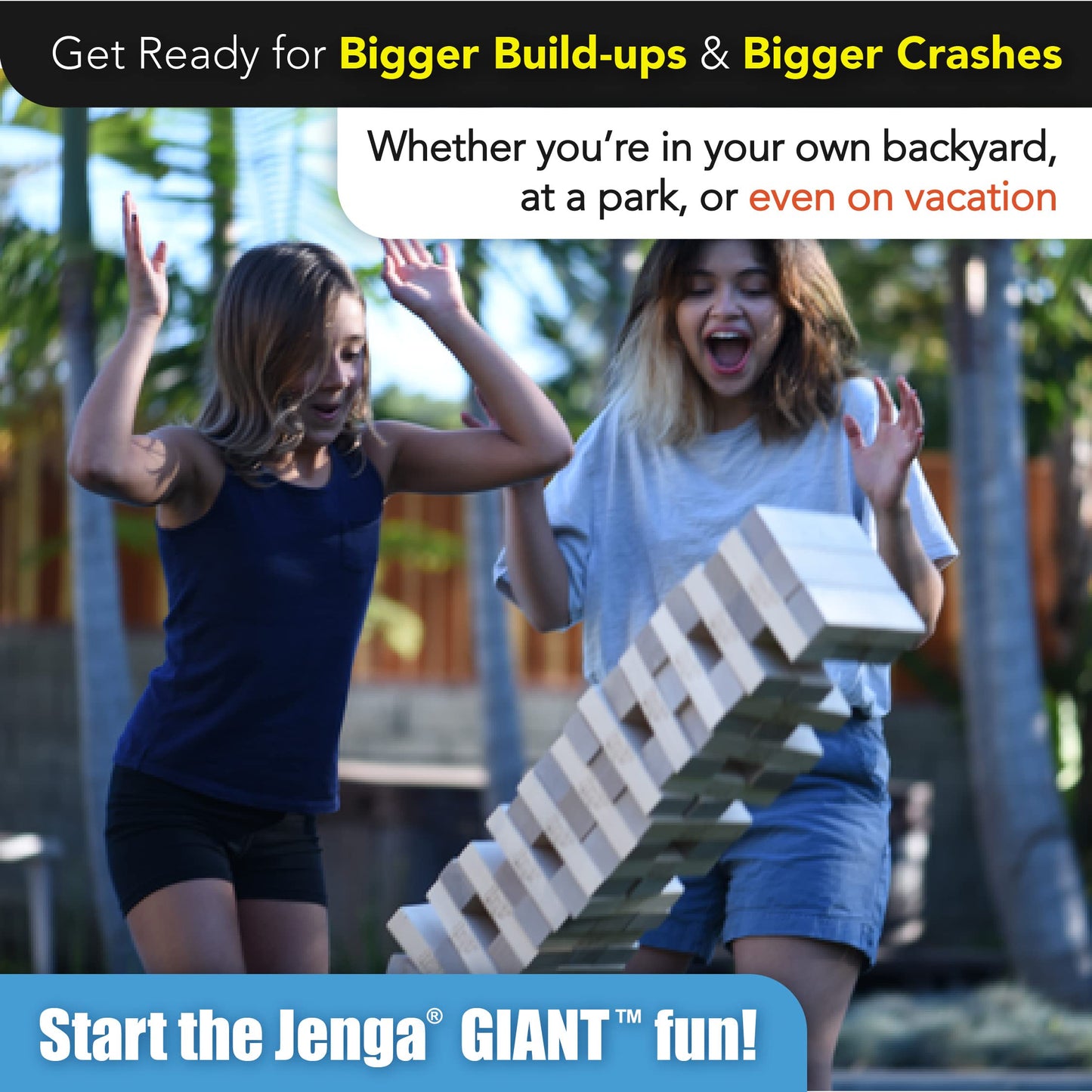 Jenga Giant Stacking Game - Officially Licensed - Natural Wood - 4 Feet Tall - Model JS6