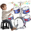 M SANMERSEN Kids Drum Set - Upgraded Plastic Jazz Kit with Stool for Ages 2-8, Blue, Model 586-402