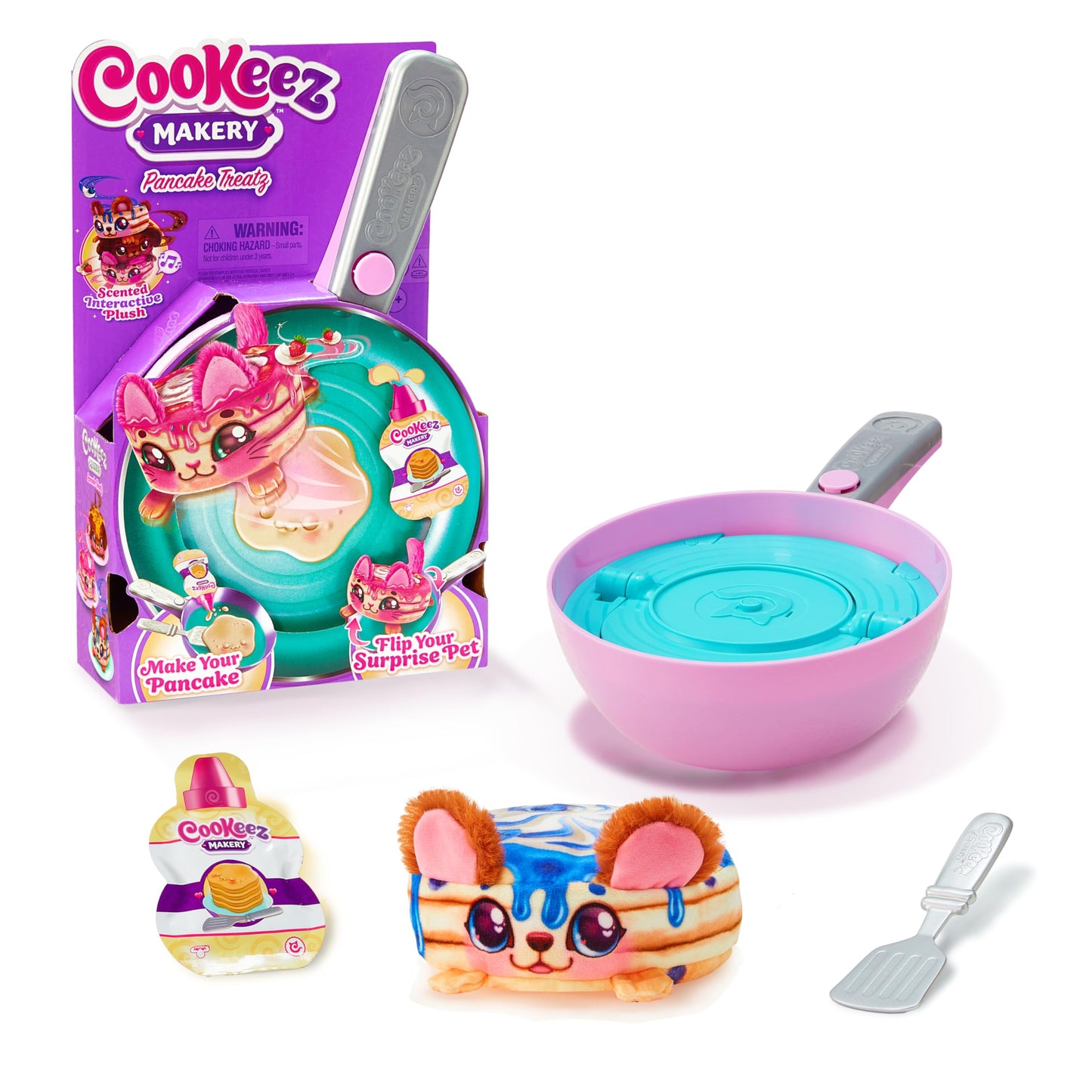 Cookeez Makery Pancake Treatz. Mix & Flip A Plush Best Friend! Place Your Pancake Mix On The Pan And Be Amazed When A Scented, Interactive Plush Friend Flips Out! Styles May Vary