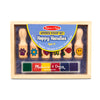 Melissa & Doug Happy Handles Wooden Stamp Set: 6 Stamps and 6-Color Stamp Pad - Kids Stamp Packs With Washable Ink, Easy To Hold