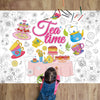 Naozinebi Tea Party Coloring Poster For Kids Giant Coloring Poster Large Flower Tea Time Coloring Tablecloth Jumbo Coloring Book