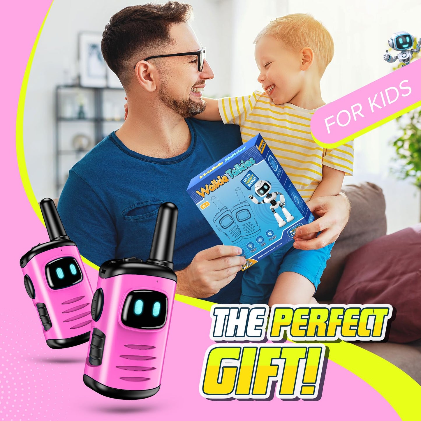 Toys For 3-8 Year Old Girls: Comedyfun Mini Robots Walkies Talkies 2 Pack Birthday Gifts For 3 4 5 6-8 Year Old Girls Outdoor To