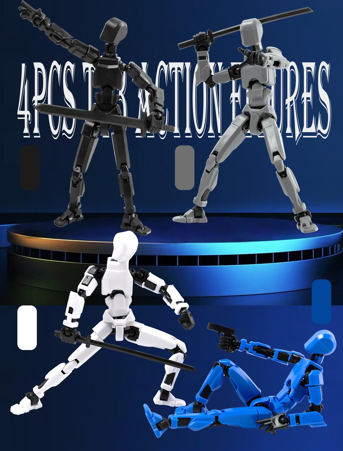 Sulliwayu 4PCS Assembled Titan T-13 Action Figures Set Lucky Dummy Nova 13 Action Figure Robot Anime Stick Figures Fidget Toys f