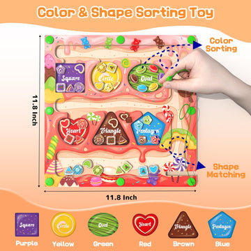 Magnetic Color & Shape Maze - Montessori Toys for 3 Years Old Girl Boy, Color and Shape Sorting Toy, Magnetic Activity Puzzle Bo
