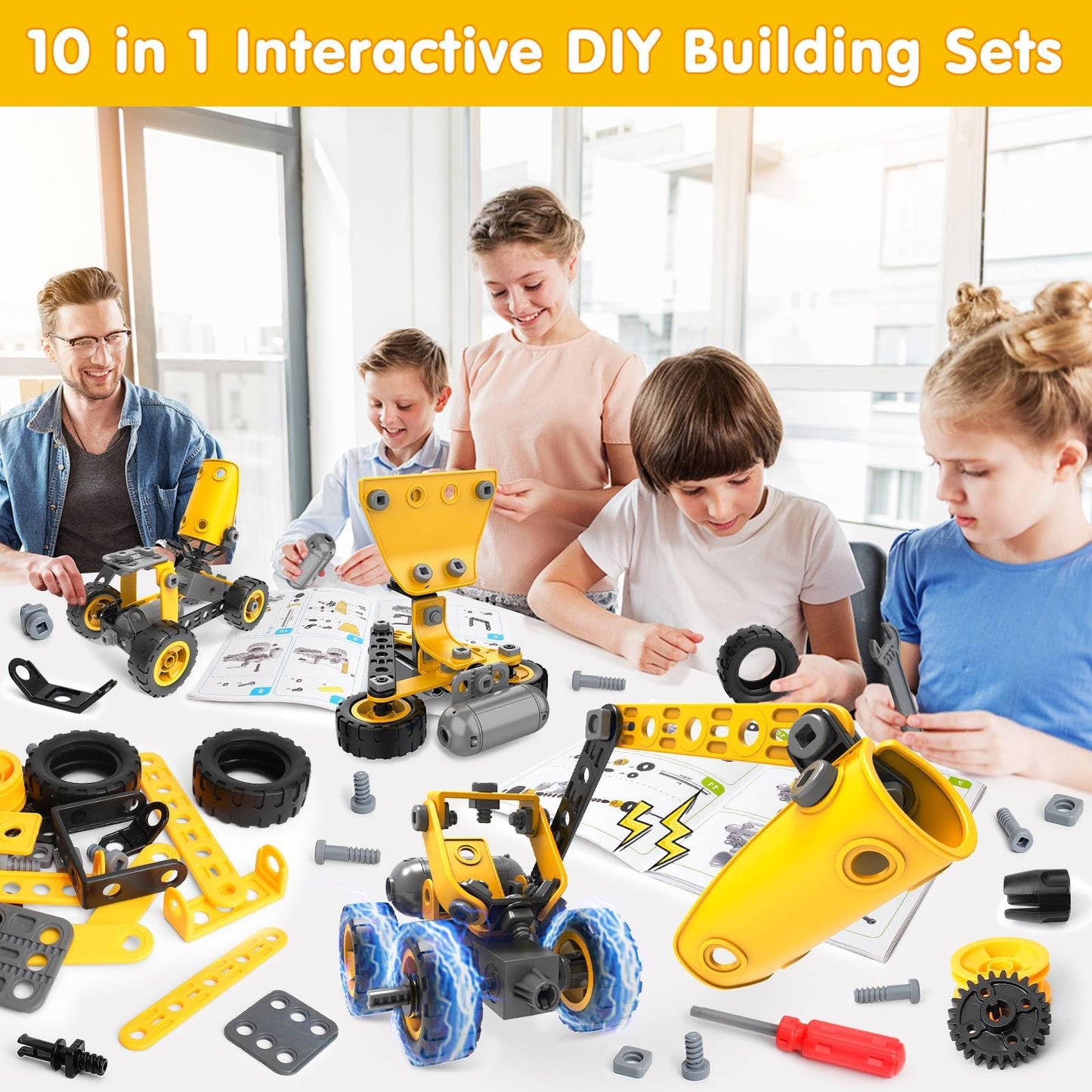 Wanonoo Stem Toys For 5 6 7 8+ Year Old Boy Birthday Christmas Idea Gift, 10 In 1 Electric Building Toys Kids Ages 4-8 5-7 6-8,