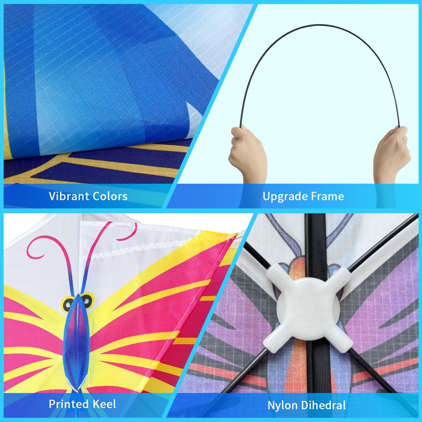 Xida Butterfly Kites For Kids & Adults, Extremly Easy To Fly, Large Kites For Adults, Single Line Kite For Beach Trip, With 200