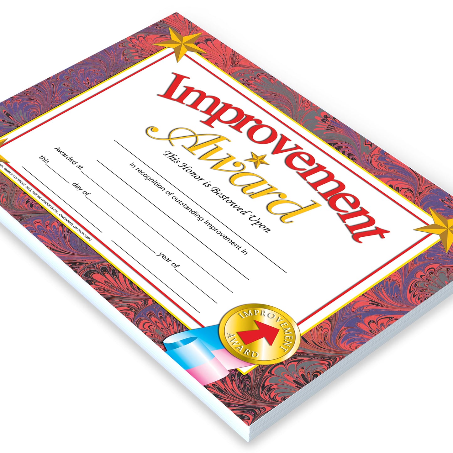 Flipside Products Improvement Award Certificate, Recognition, Award Student Achievement, Incentive, Hayes, Full-Color, 8.5'' X 1