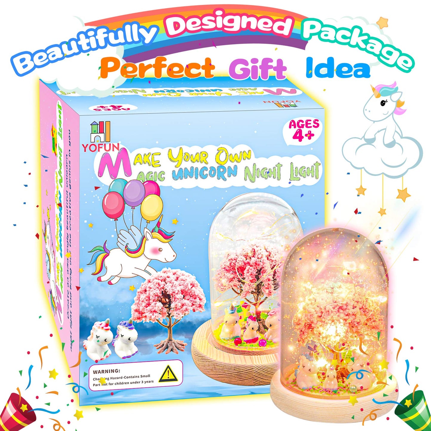 Y YOFUN Unicorn Night Light Craft Kit for Kids, Large Multicolor, Ages 4-9, Model US-UNICORN LIGHT