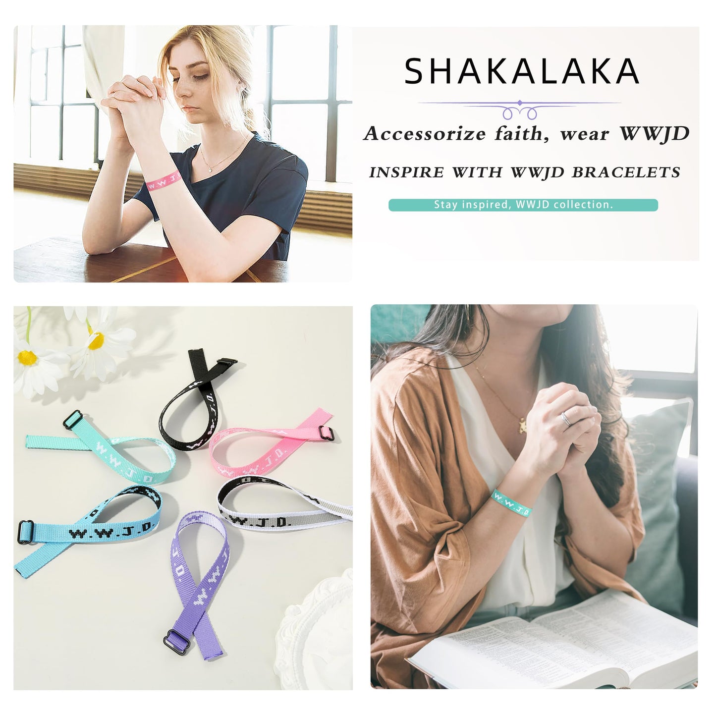 Shakalaka WWJD Bracelets Pack What Would Jesus Do Bracelets 6Pcs