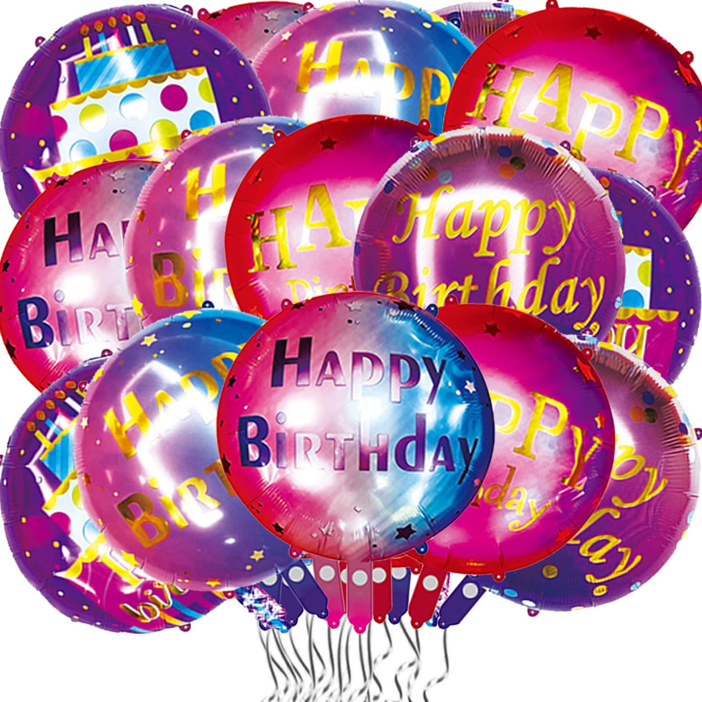 25 Pcs Purple Happy Birthday Balloons 18 Inch Round Shaped Balloons Helium Mylar Balloons Foil Balloon For Kids Valentines Day D