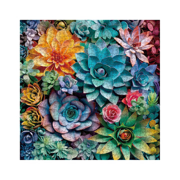 3D Succulent Puzzles For Adults 1000 Pieces Nature Plant Puzzle, Colorful Paper Cut Art Jigsaw Puzzles, Beautiful Botanical Hous