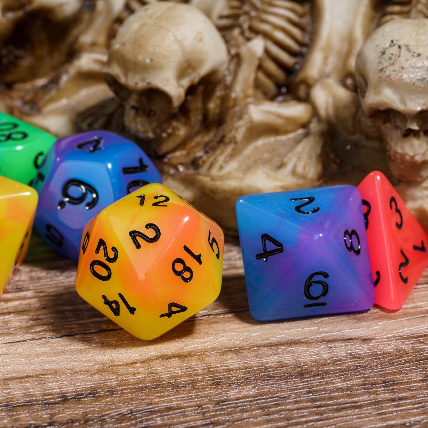 Poludie 5 Sets Glow in The Dark DND Dice, 35Pcs Luminous Polyhedral Dice Set with 1 Leather Dice Bag, Glowing D&D Dice for Dunge