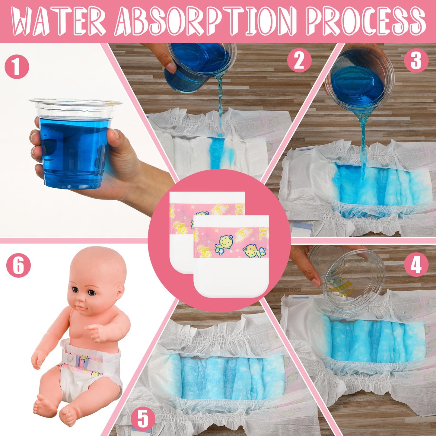 Libima 80 Pack Baby Doll Diapers Paper Reborn Doll Diapers Refill For 18-24 Inch Newborn Dolls Accessories Underwear Underpants,