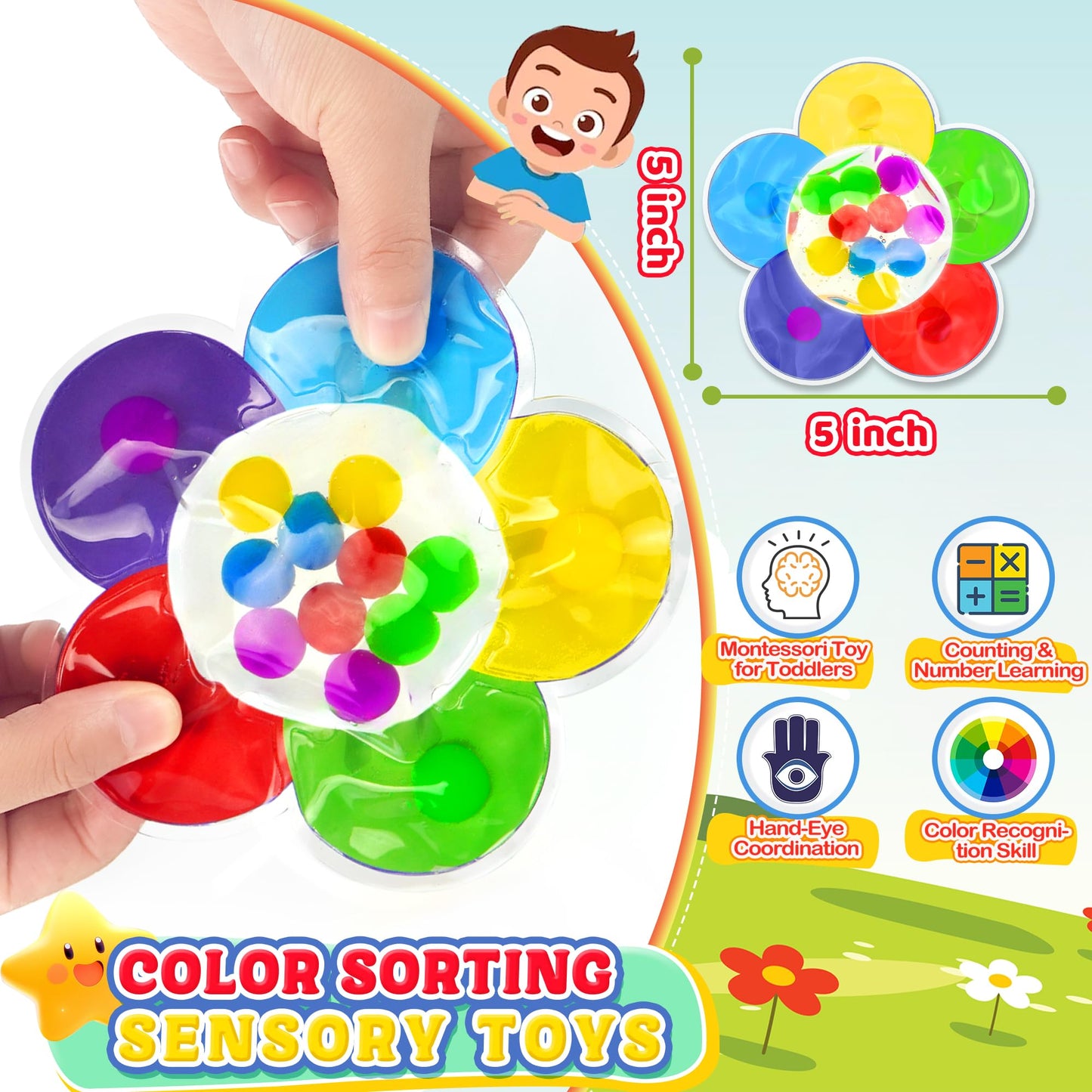6PCs Sensory Travel Toys Pack for Toddler 3 4 5 Year Old Quiet Airplane Travel Activities Essential With Icd Writing Tablet Suct