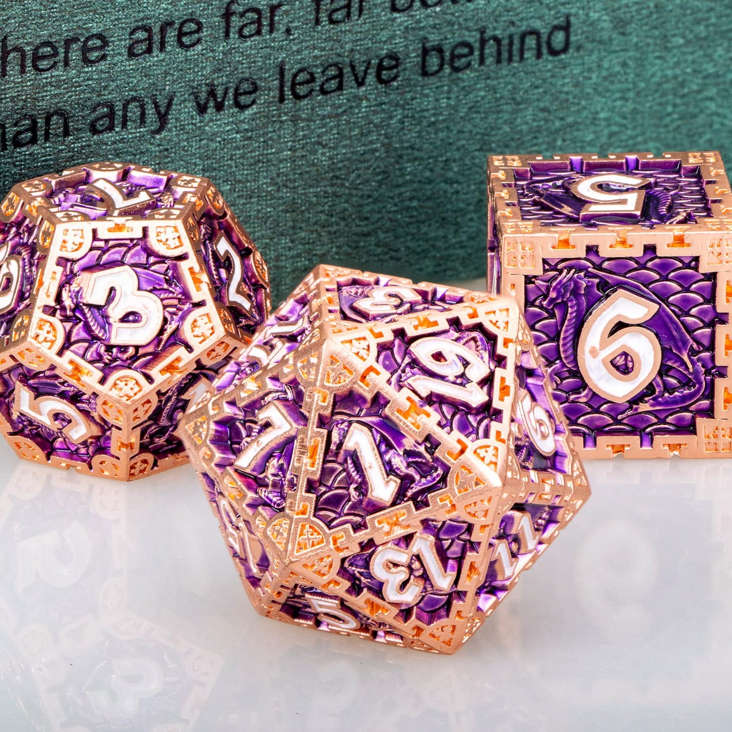 ARUOHHA DND Metal Dice Set Purple Dungeons and Dragons Dice with Gift Box,Handmade D and D Dice Dragon Design Polyhedral Dice Ro