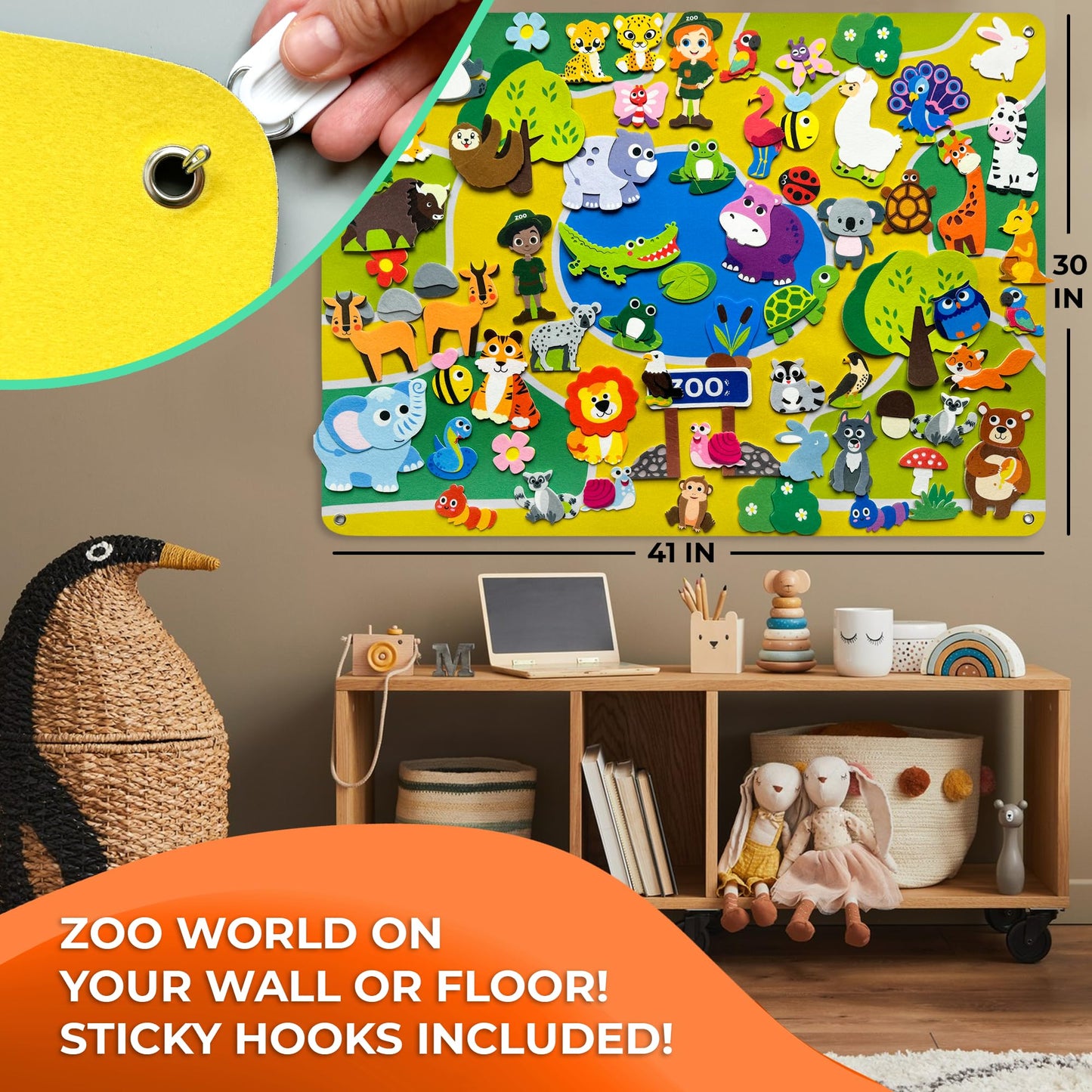 QUOKKA Zoo Felt Board for Kids 3-5 Years Old - Social Emotional Preschool Learning Activities for Ages 2-4