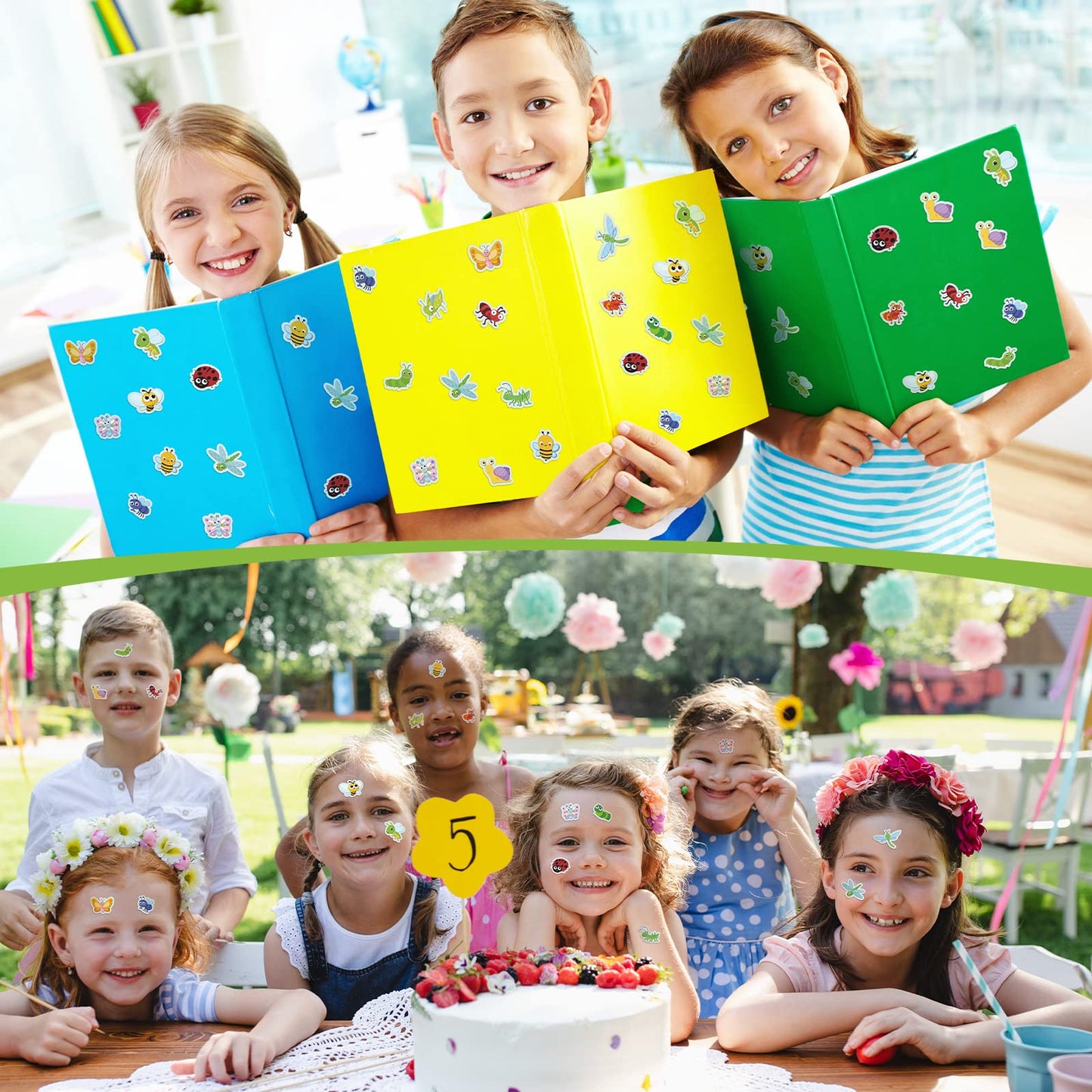 Frienda 480 Pcs Buggy For Bugs Shape Stickers For Kids Bee Ladybug Spring Butterfly Dragonfly Grasshopper Ant Snail Stickers For Spring Theme Party Classroom