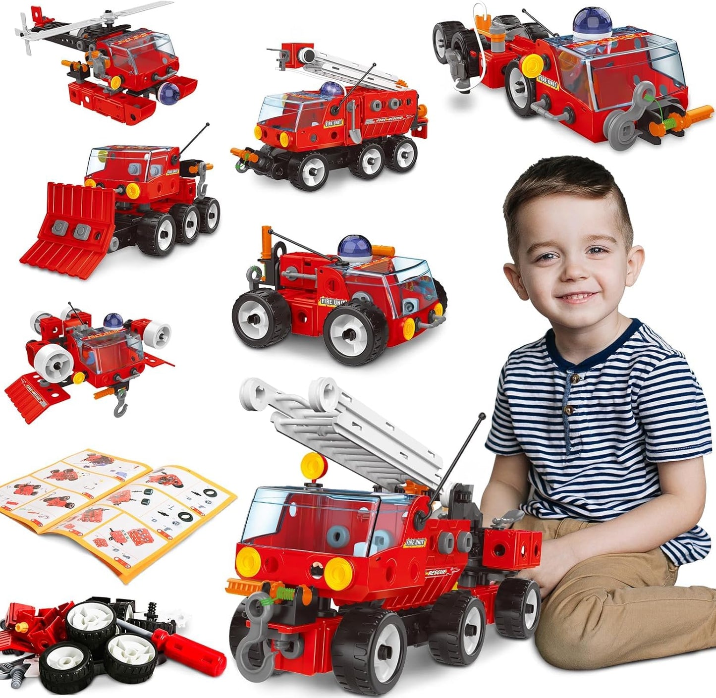 Pihura 7In1 Stem Building Set 159 Pcs Educational Engineering Construction Kit For Kids 48+ Diy Learning & Creative Fun