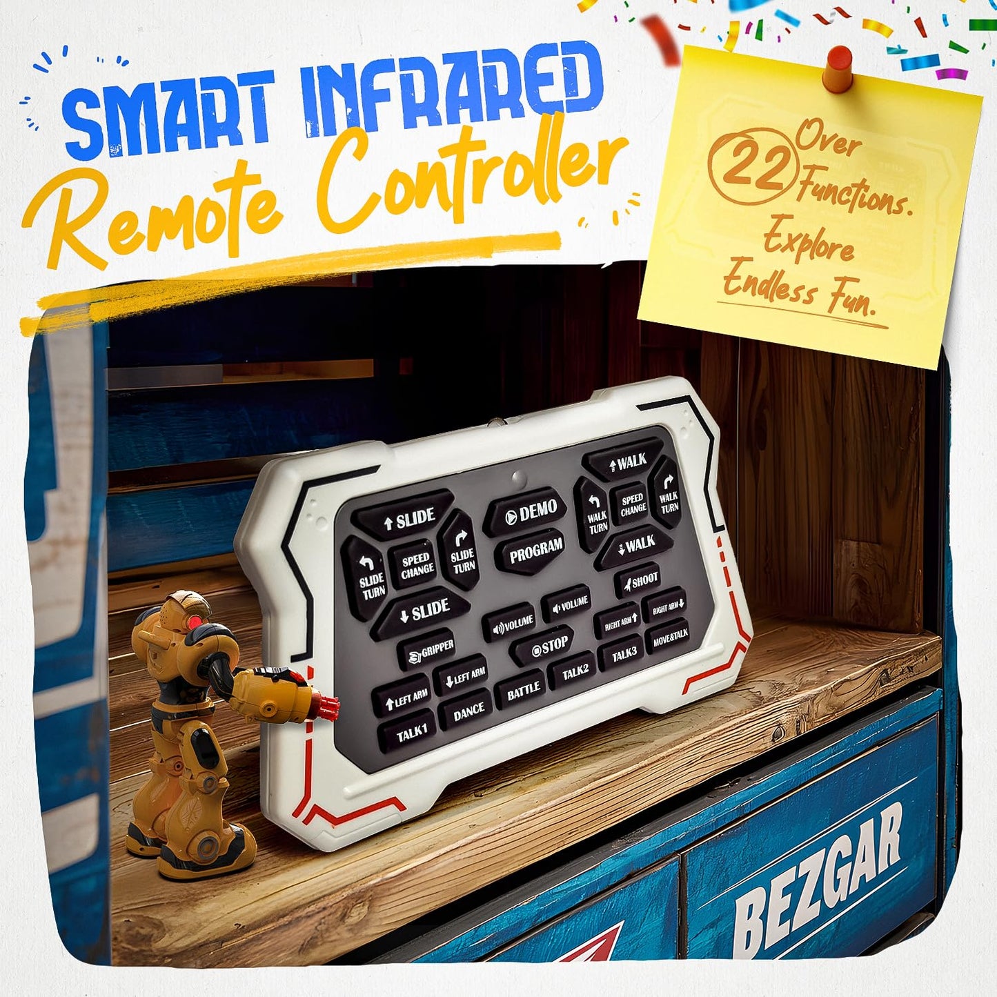 Bezgar Robot Toys For Kids 3-12 Years Old - Big Rc Robot Programmable Dancing With 22 Actions, Remote Control Emo Robots Support