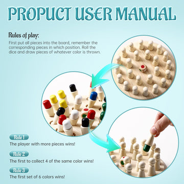 Wooden Memory Chess Matching Game: A Family Board Game Suitable For Children And Adults, Puzzle Toys Suitable For Ages 3, 4, 5,