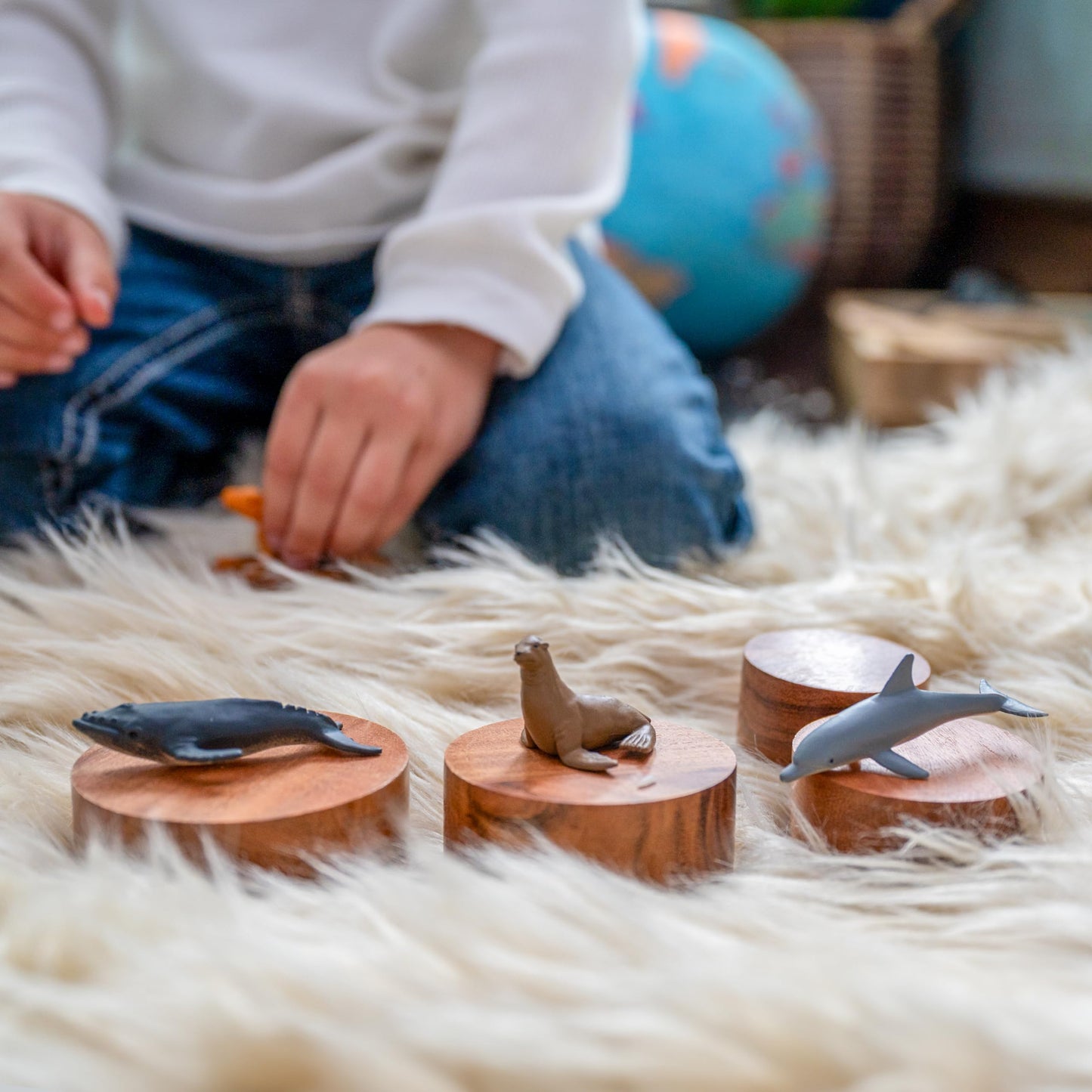 KOOKAROO Wooden Stacking Bowls - Montessori Nesting Toy for Sensory Play & Fine Motor Skills Natural Acacia Wood