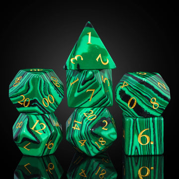 UDIXI Malachite Stone Dice Set D&D 7PCS Gemstone Dice Polyhedral DND Dice with Gift Case for Dungeons and Dragons Role Playing G
