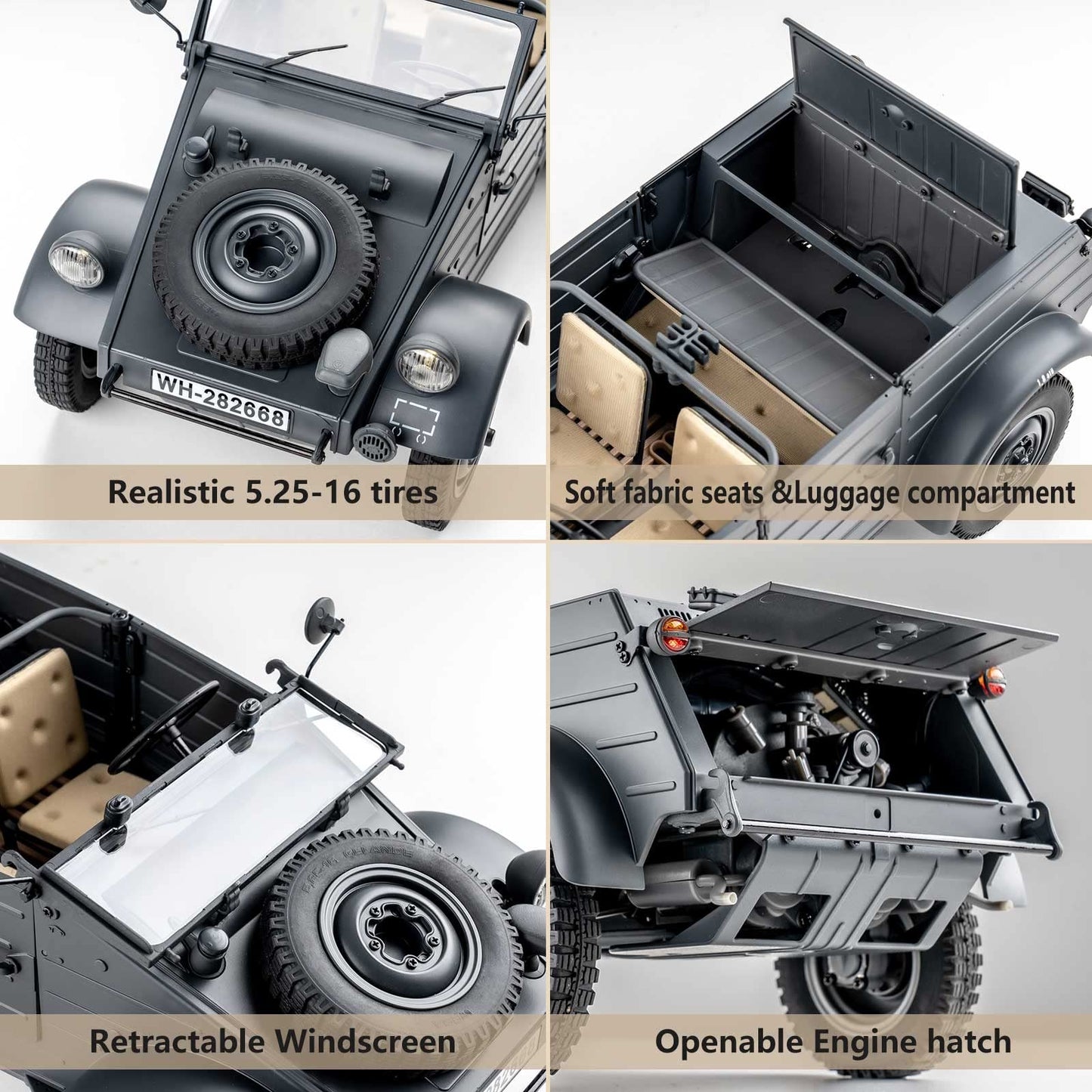 BEEZRC RocHobby 1/12 RC Crawler Kubelwagen Type 82 Model Car RC Car 8Km/h Hobby RC Crawler RC Cars Remote Control Car Nostalgia