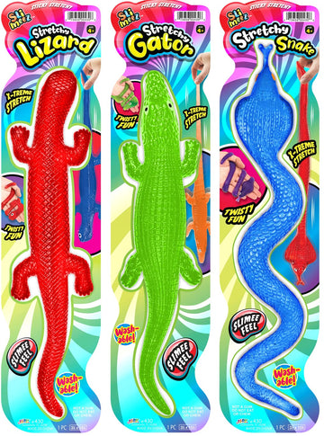 Ja-Ru Giant Sticky Lizards Stretchy Reptile Toys (72 Packs Assorted) | Fidget Toy, Party Favors, Easter Basket For Kids | Pinata