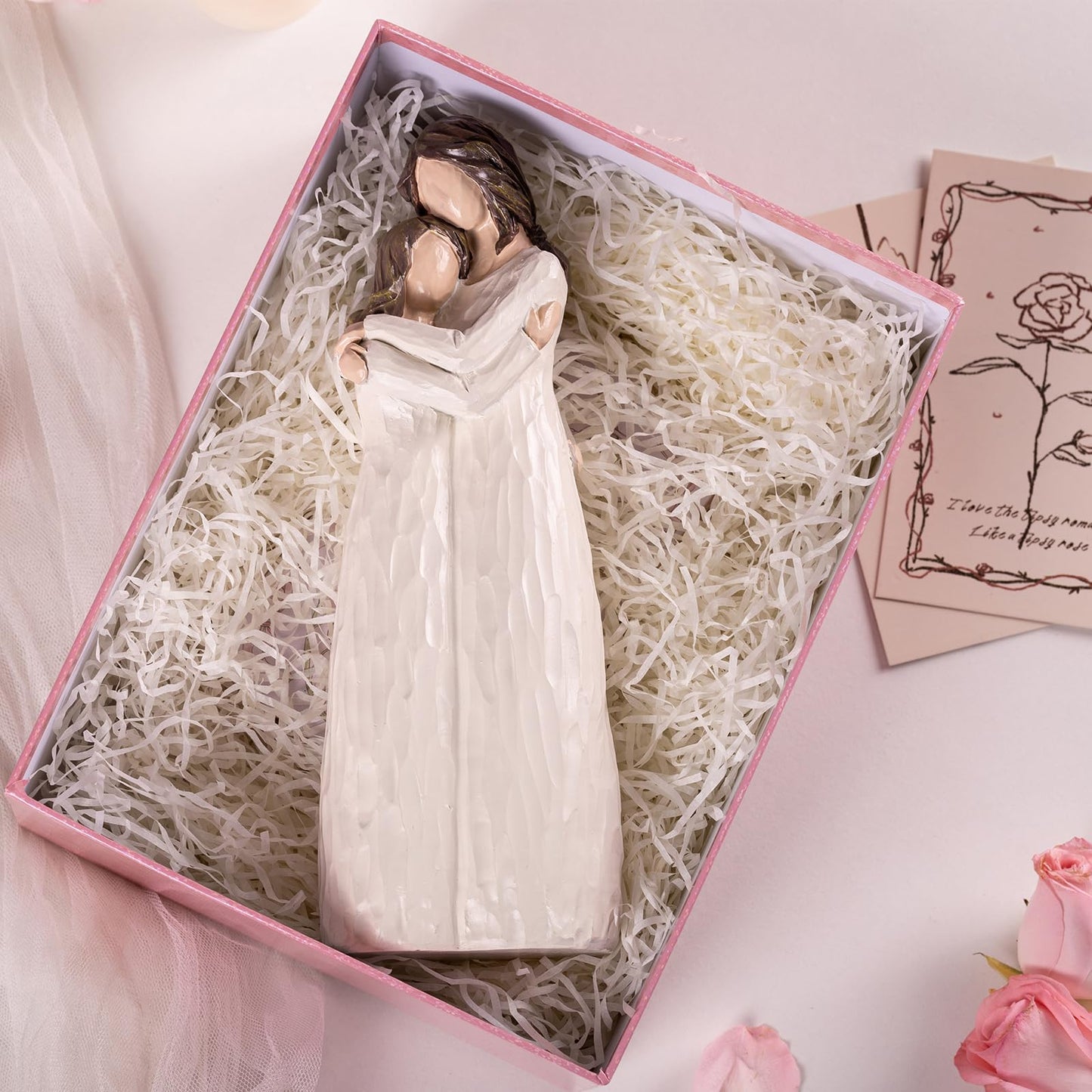 Elegondrar Resin Mother and Daughter Hugging Figurines - 9.8" H, Multicolor - Perfect Gifts for Mother's Day, Christmas, or Birthdays