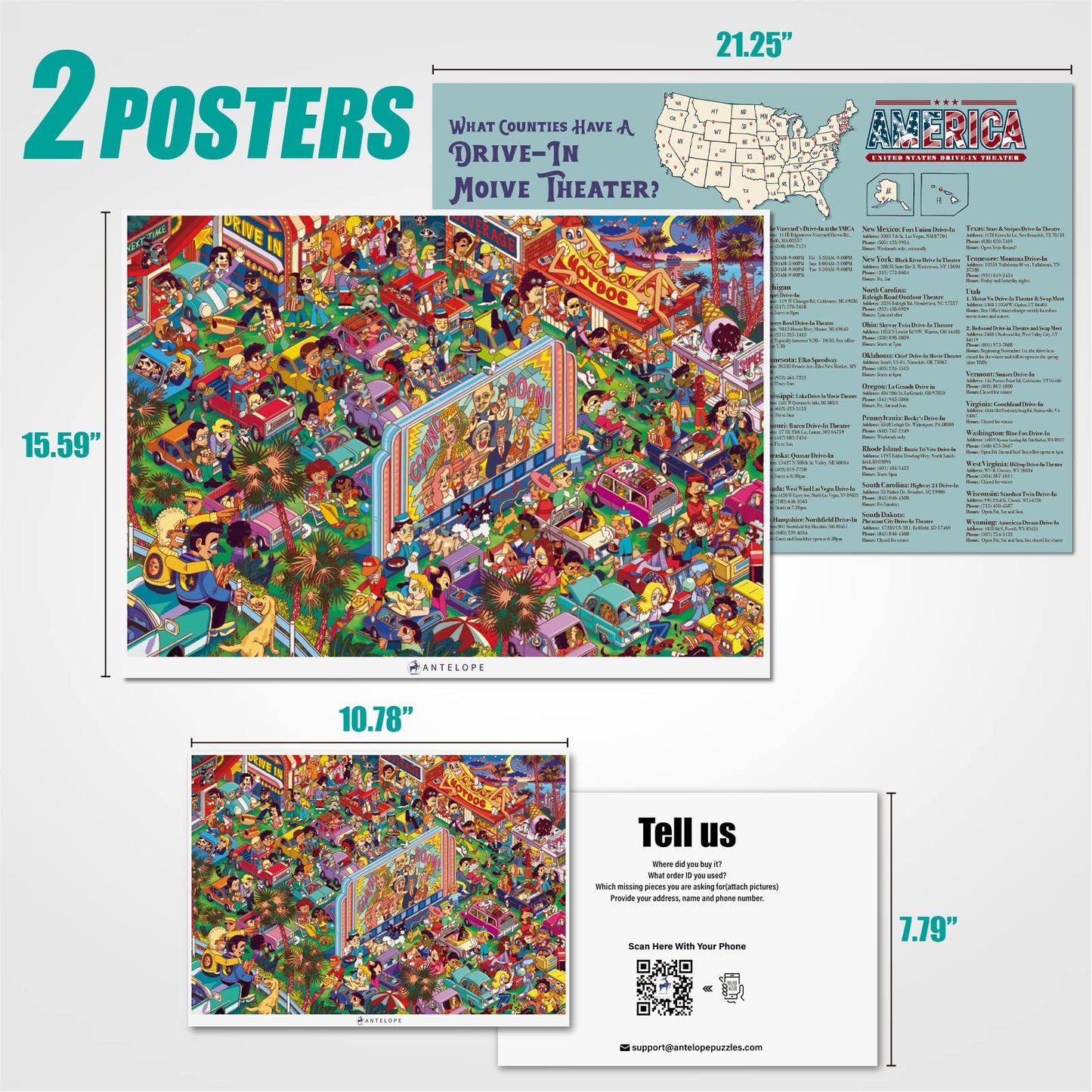 Antelope - 1000 Piece Puzzle For Adults, Drive-In Movie Jigsaw Puzzles 1000 Pieces - 1000 Pieces High Resolution, Matte Finish, Smooth Edging, No Dust Puzzle
