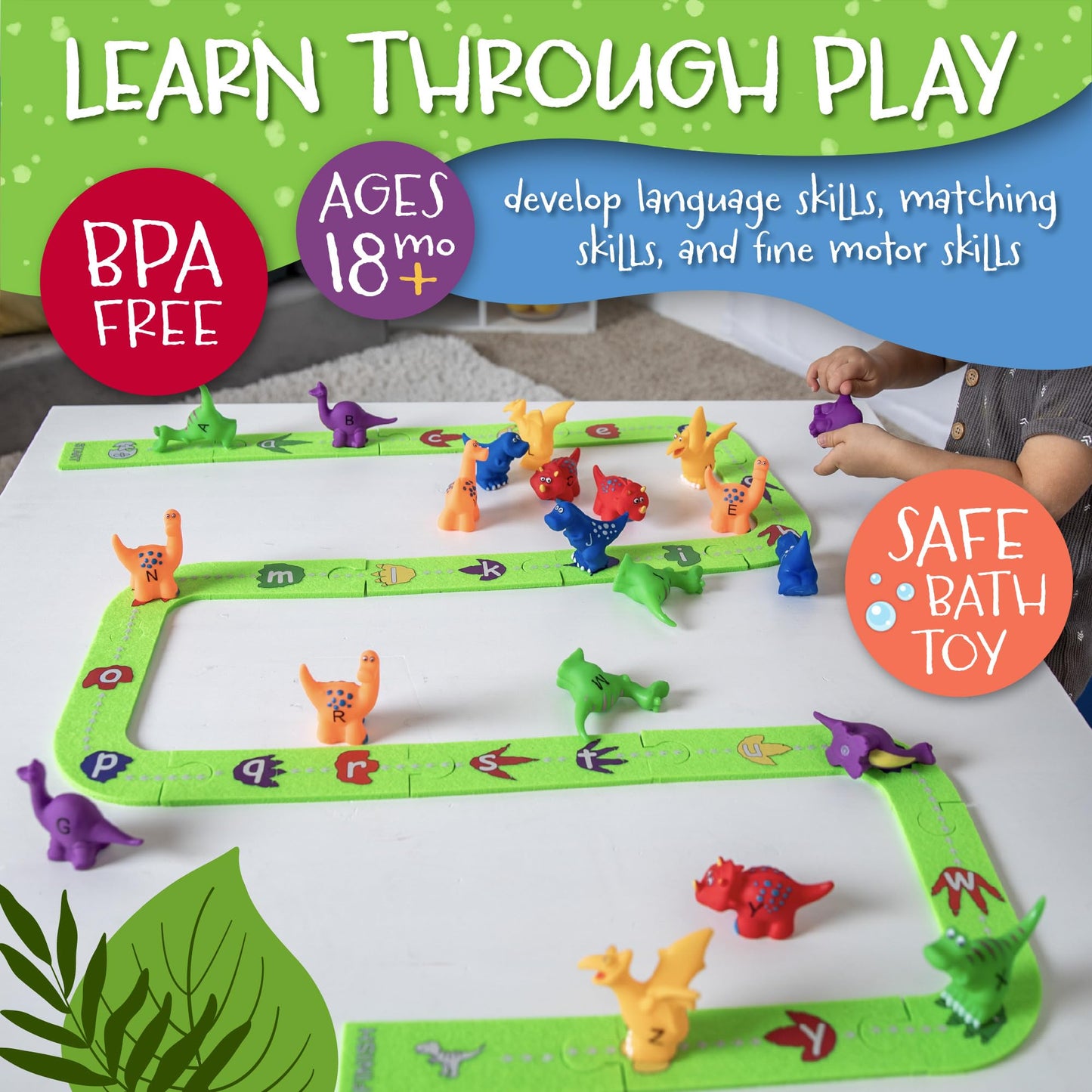 Skoolzy Dinosaur Alphabet Puzzle Track - 41 Dinosaur Toys For Kids 2-4 - Alphabet Learning Toys And Alphabet Toys For Ages 2-4 - Fun Educational Dinosaur Alphabet Game
