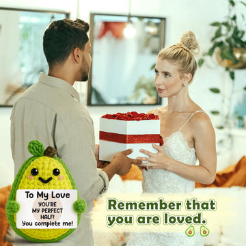 GiftMark Gifts for Boyfriend Girlfriend to My Love Positive Crochet Avocado Emotional Cheer Support Crochet Mini Handmade Anniversary Love Gifts for Women Men Couple Wife Husband