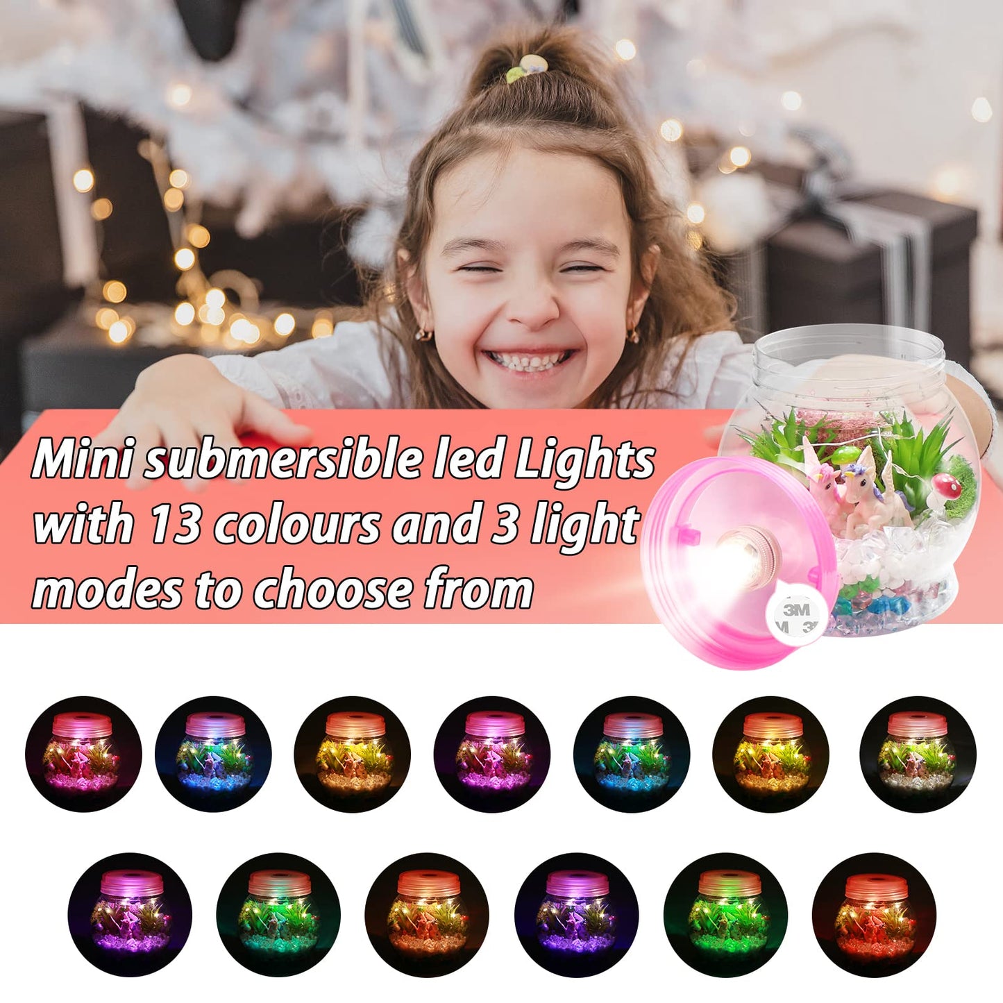 Diy Light-Up Unicorn Terrarium Kit For Kids,3 Light Modes Unicorn Toys & Activities Kits Presents,Arts & Crafts Unicorns Gift For Girls Age 4 5 6 7 8-12 Year Old Birthday Gift, Bedroom Decor