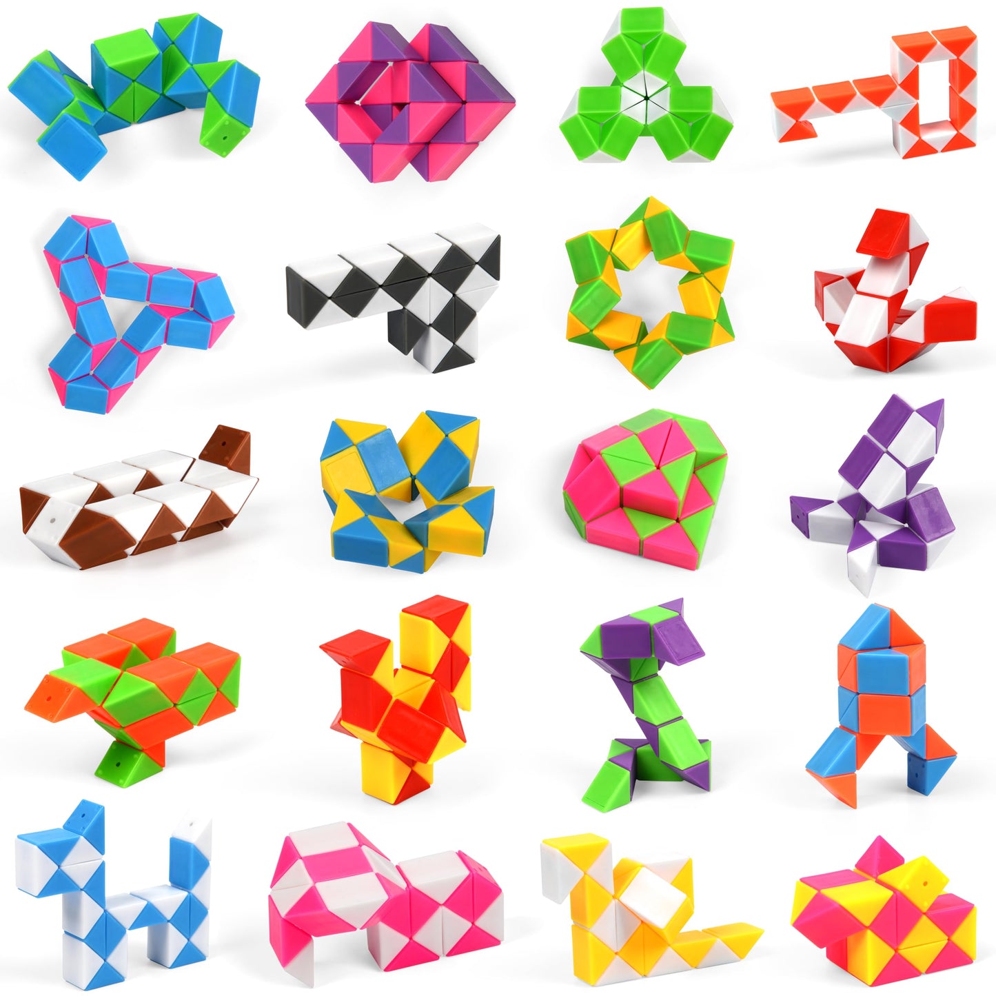 Neureyte 35 Pack 24 Blocks Magic Snake Cube Toy,Fidget Mini Snake Cube Puzzle Toy For Kids,Mini Plastic Puzzle Cube Toy For Kids