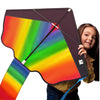 42'' Large Rainbow Kite for Kids and Adults - Easy to Assemble & Fly Large Kites for Kids Ages 4-8, 8-12, 3-5 - Beach Kids Kite