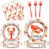 Qyeahkj 100Pcs Crawfish Boil Party Supplies Serve 25 Crawfish Plates Napkins For Lobster Seafood Shrimp Boil Decorations Crawfis