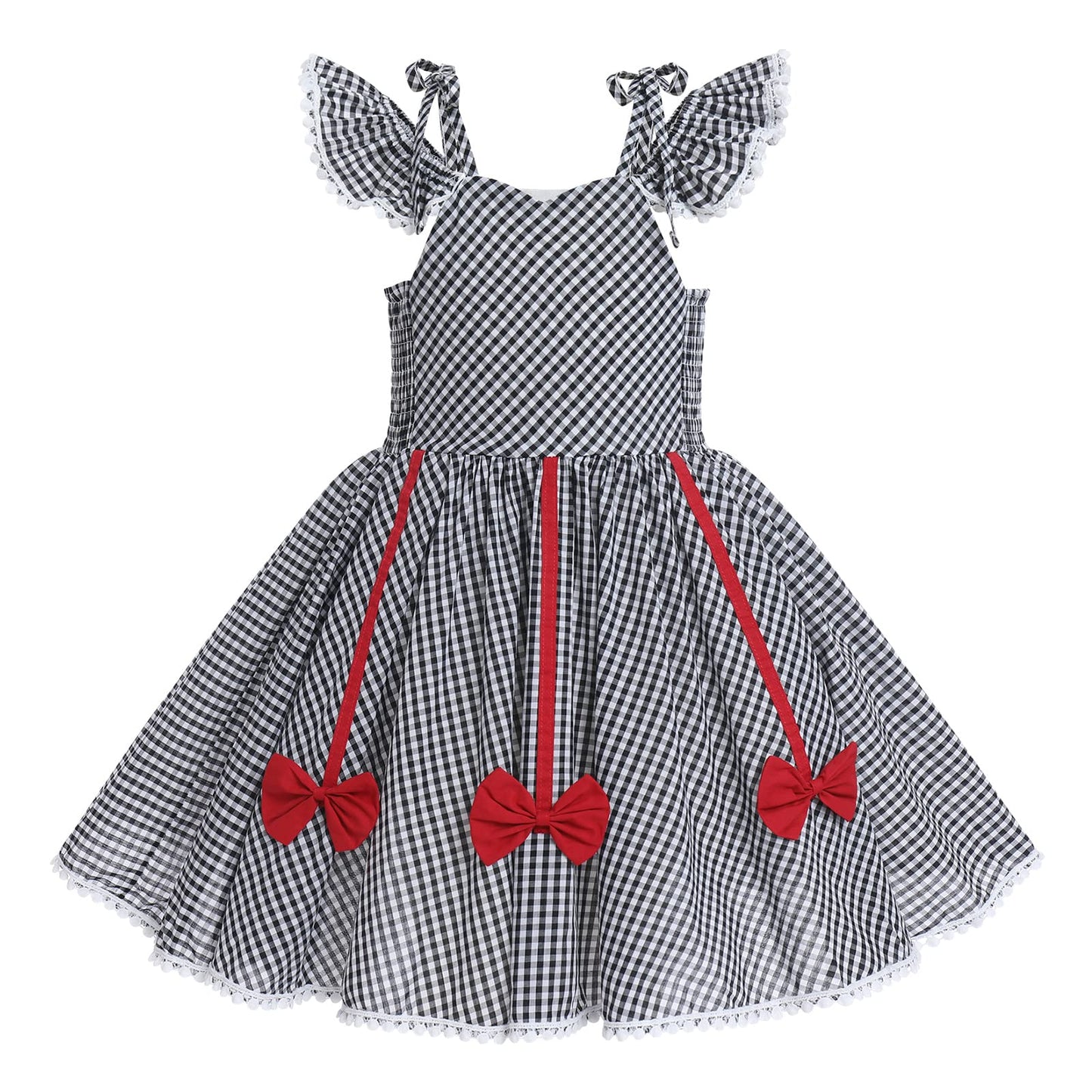 Ibtom Castle Little Girls Christmas Costume Mommy And Me Christmas Matching Outfit Strapless Plaid Dress With Velvet Cape Set Kids Dress Up Xmas Party Clothes Black White-Strapless 5-6 Years