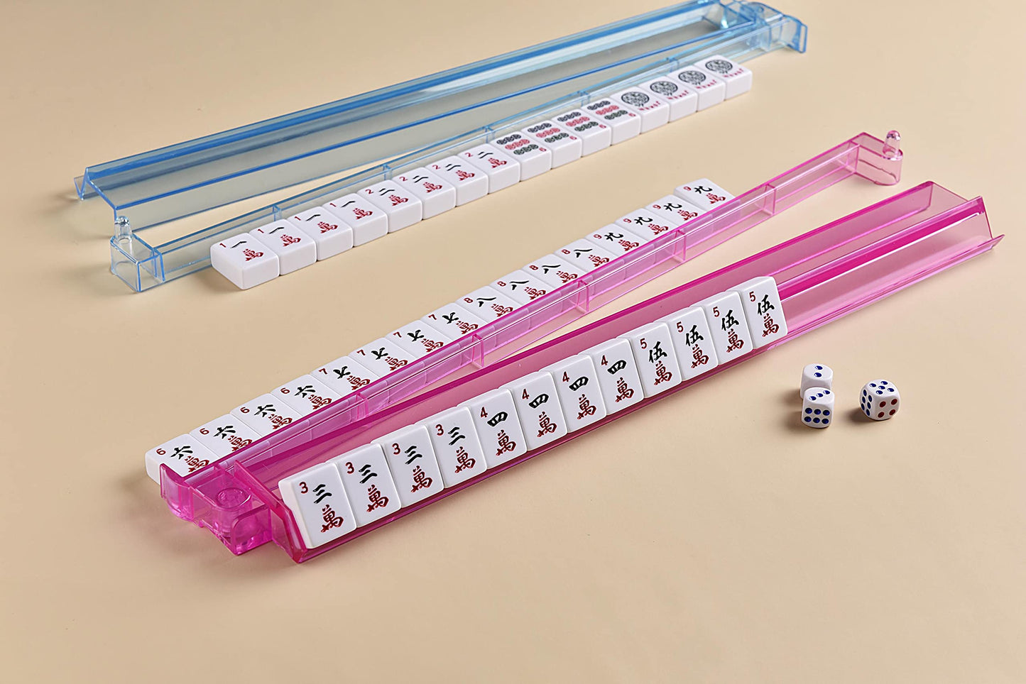 Mose Cafolo Set Of 4 All-In-One Transparent Mahjong Rack & Pusher Acrylic American Mah Jongg Rack Pusher 18.7' (Multi-Color)