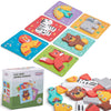 PREXTEX 6-Piece Chunky Animal Puzzle for Toddlers - Zoo Animals Shape Puzzle with Cognitive Cards - Montessori Wooden Puzzle for