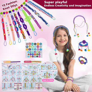 Friendship Bracelet Making Kit for Teen Girls - Arts and Crafts Ideas for Kids Age 6 7 8 9 10-12, DIY Handmade Toys for Birthday