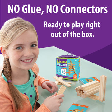 Mindware Keva Brainbuilders - 3D Brain Building Stem Challenges For Boys & Girls - Try To Build The Image - Practice Spatial Thinking - 20 Planks & 30 Puzzles