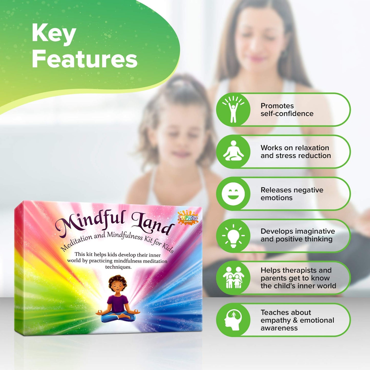 Mindful Land Mindfulness Cards For Kids - Positive Affirmations Cards For Kids Stress Reduction - Meditation Cards Calming Thera