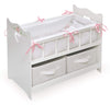 Badger Basket Wooden Doll Bed With Bed Liner, Pillows And Two Storage Baskets - Fits 18-Inch Dolls, White/Rose